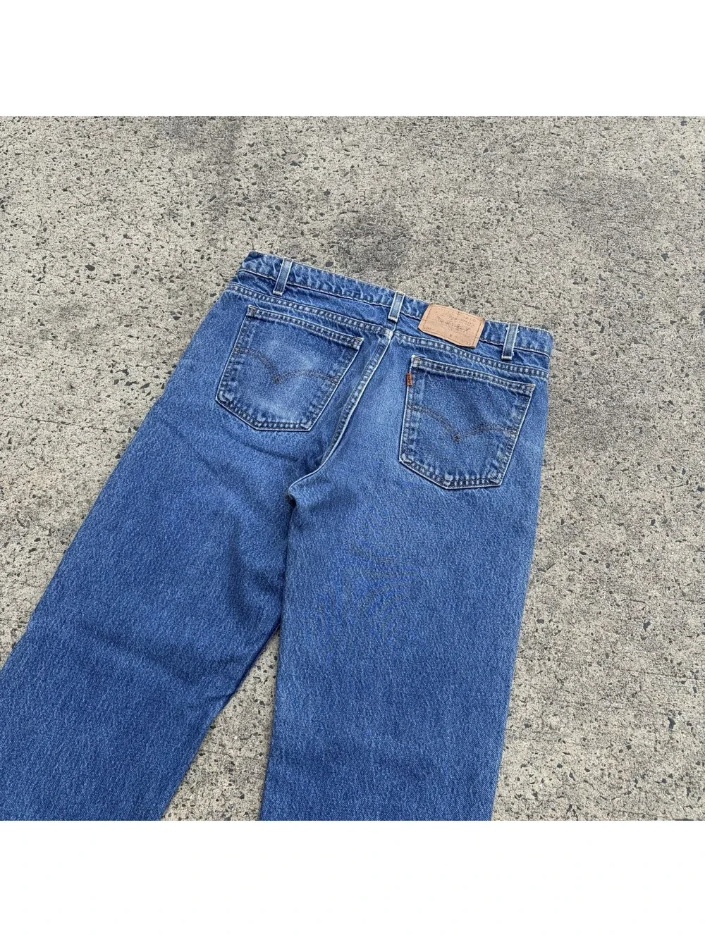 Vintage 90s Levi’s 505 Orange Tab Dark Wash Faded Grunge Biker Jeans Denim 36x32